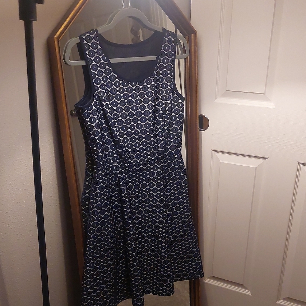 Enfocus Studio Navy Geometric Midi Dress